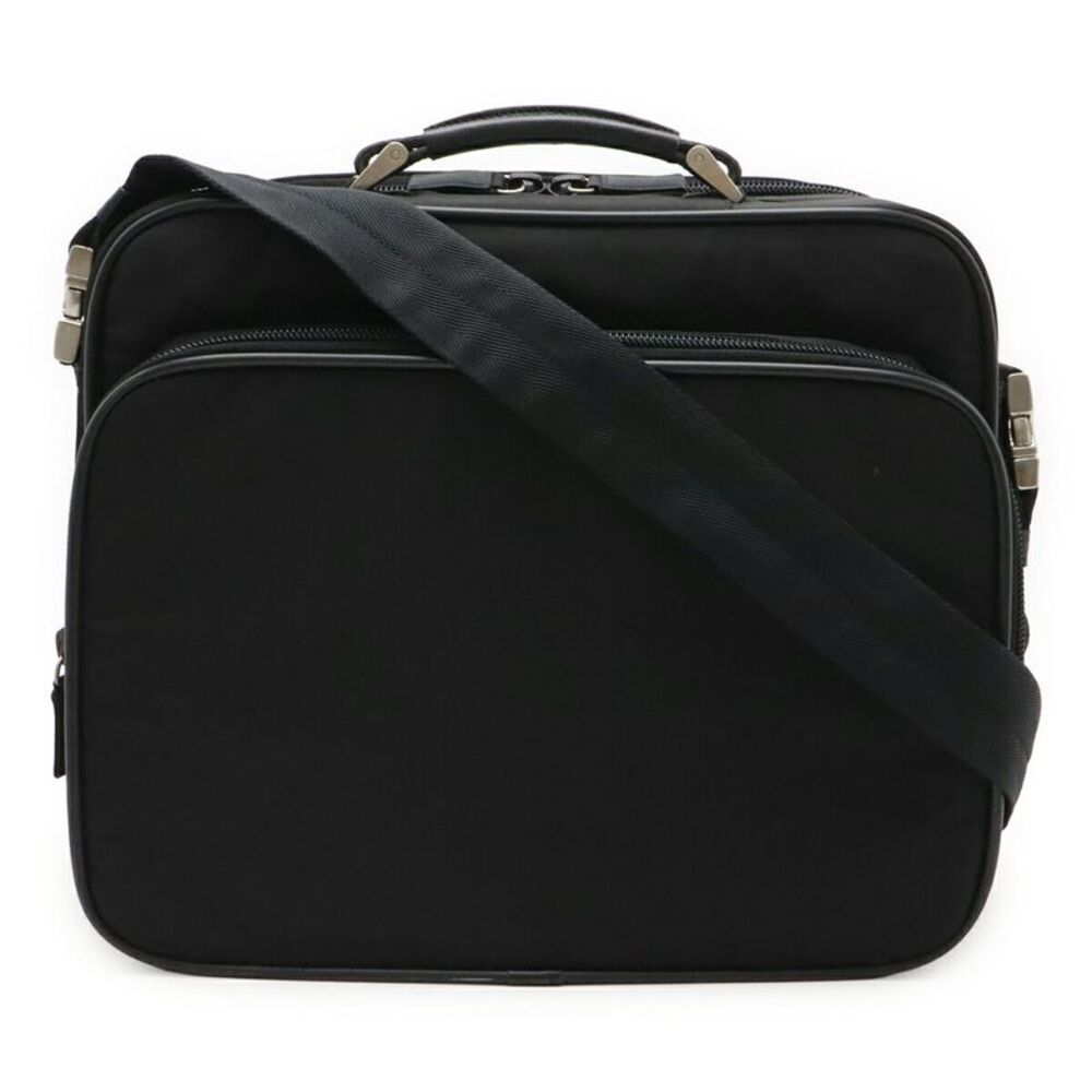 Prada Nylon Leather Triangle Logo Briefcase